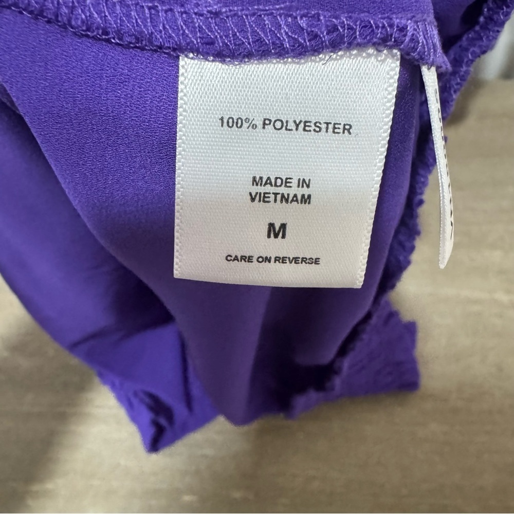 NY Collection Deep Purple V-Neck Button Front Blouse - Picture 7 of 8
